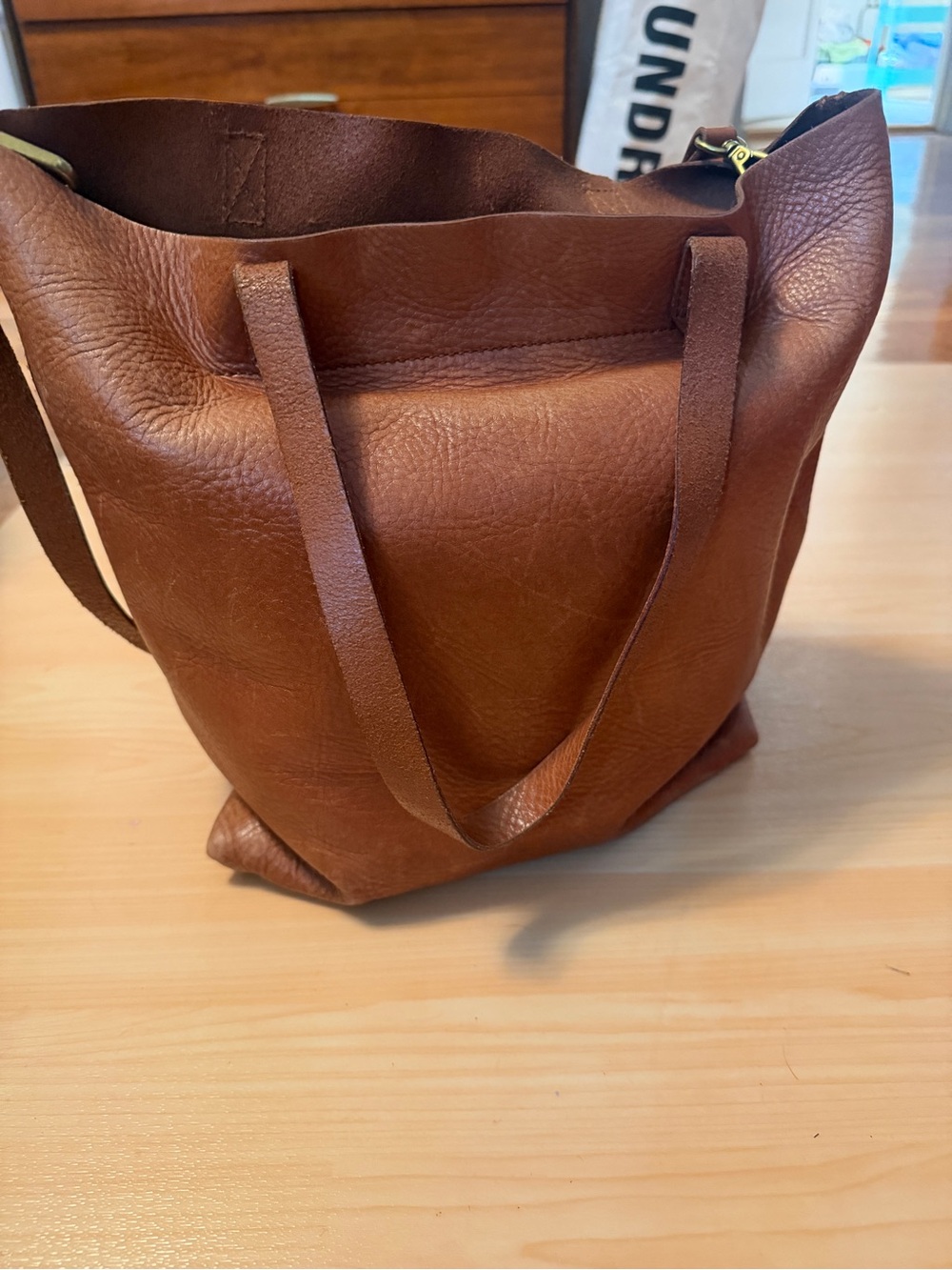 Madewell Brown Leather Tote with Shoulder Straps
